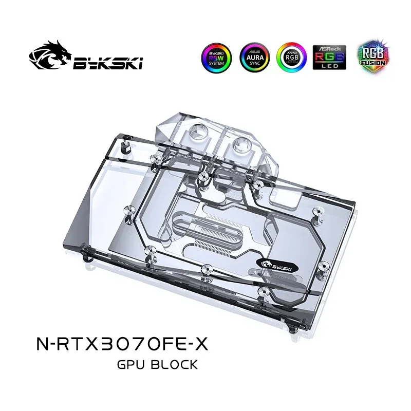 Bykski-Bloque de refrigeración por agua 3070 GPU para NVIDIA, sistema de refrigeración líquida, radiador VGA, 5V/12V, N-RTX3070FE-X, RTX 3070, 3060ti