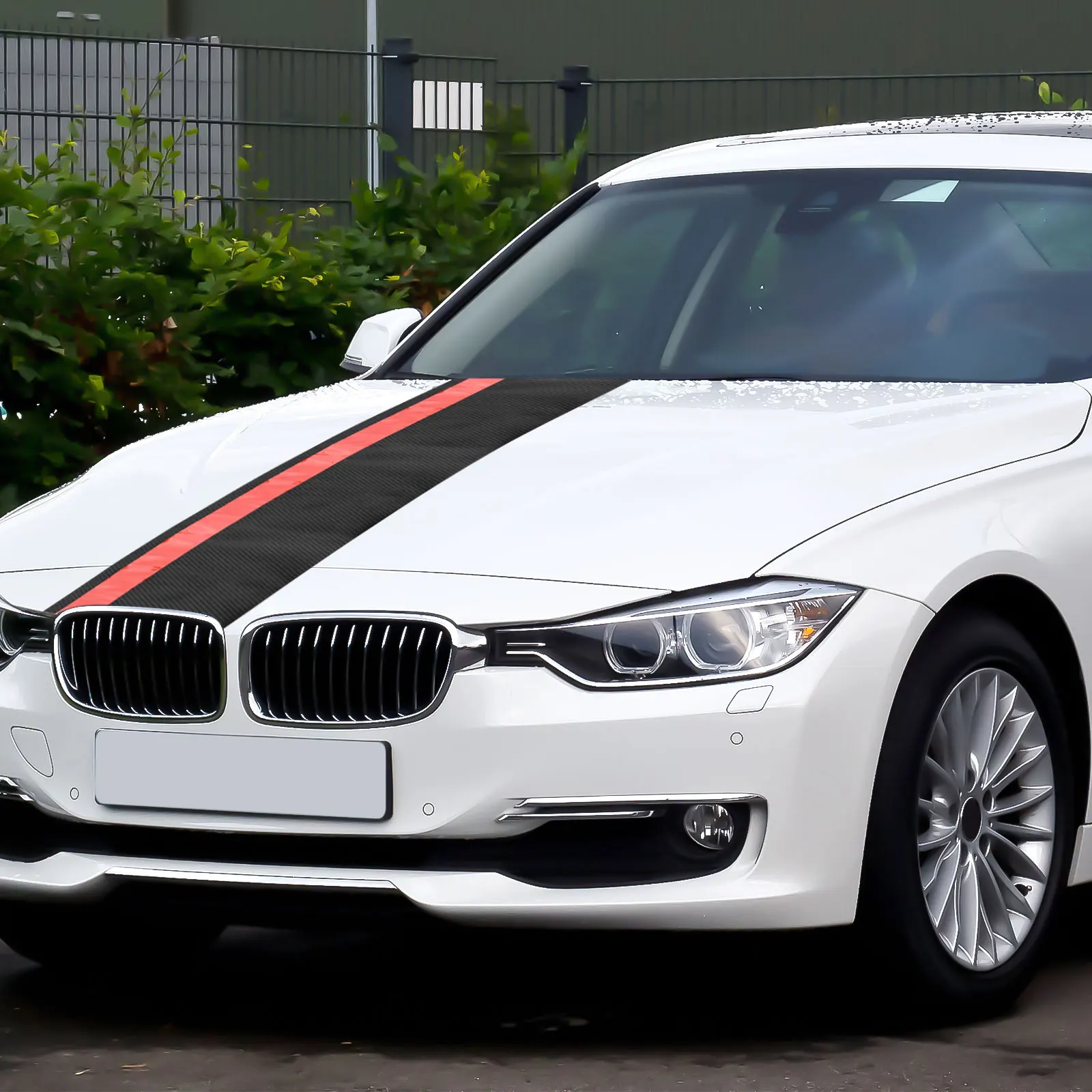 5D Carbon Fiber Styled Vinyl Decal Wrap for Hood Racing Stripe Application on Sedans Hatchbacks and Crossovers