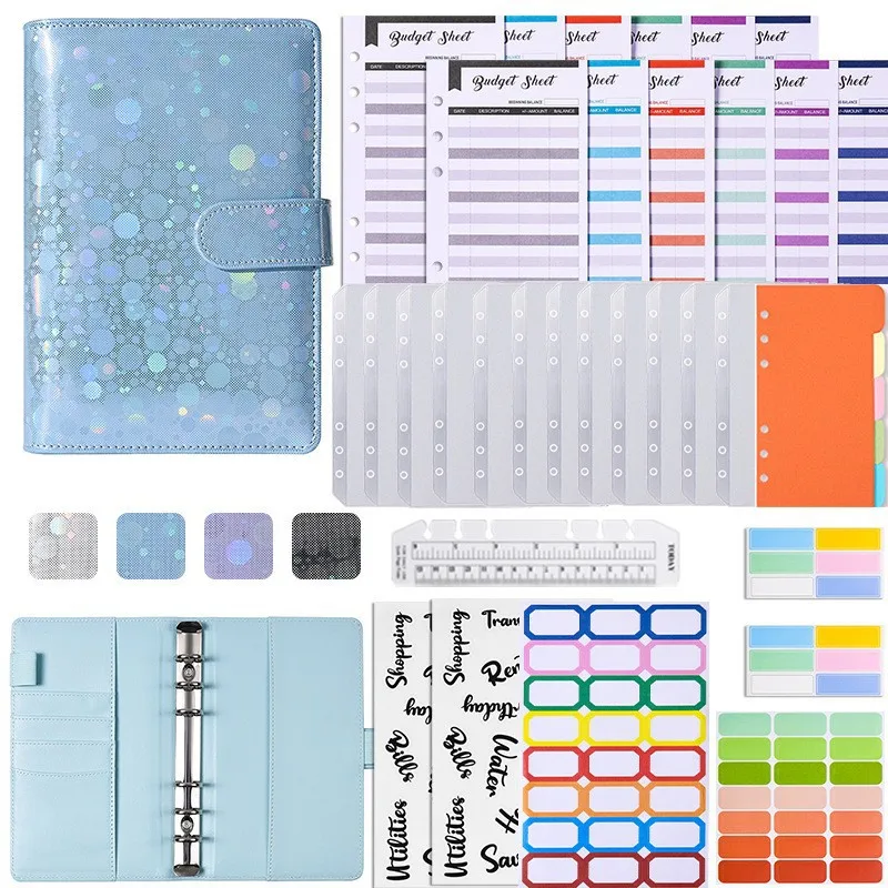 A6 Macaron A6PU Starry Sky Sparkling Leather Loose leaf Bookkeeping Notebook Wholesale Creative Cash Budget Handbook