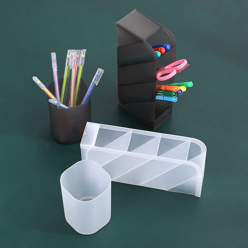 Creative Multifunctional 4 Grid Desktop Organizer Pen Holder Makeup Storage Box School Office Accessories Student Stationery 1PC