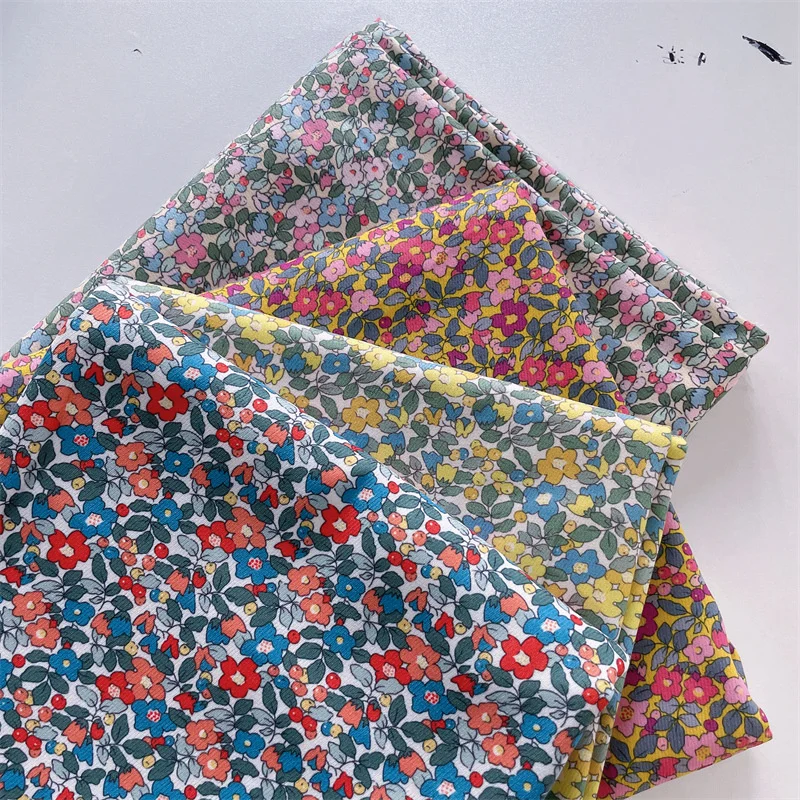 British Fashion Brand with The Same Small Flower Berry Digital Printing Corduroy Fabric Spring Autumn Thickened Polyester Fabric