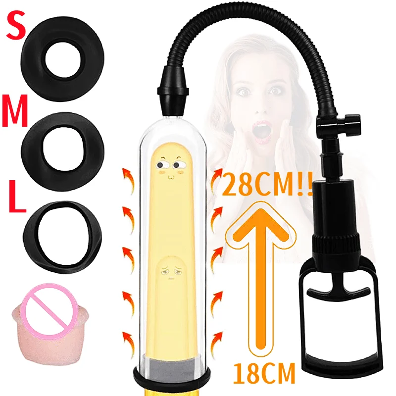 Male Penis Pump Manual Penis Enlarger Enhancement Erection SexToys For Man Vacuum Pump Big Dick Trainer Male Lasting Masturbator