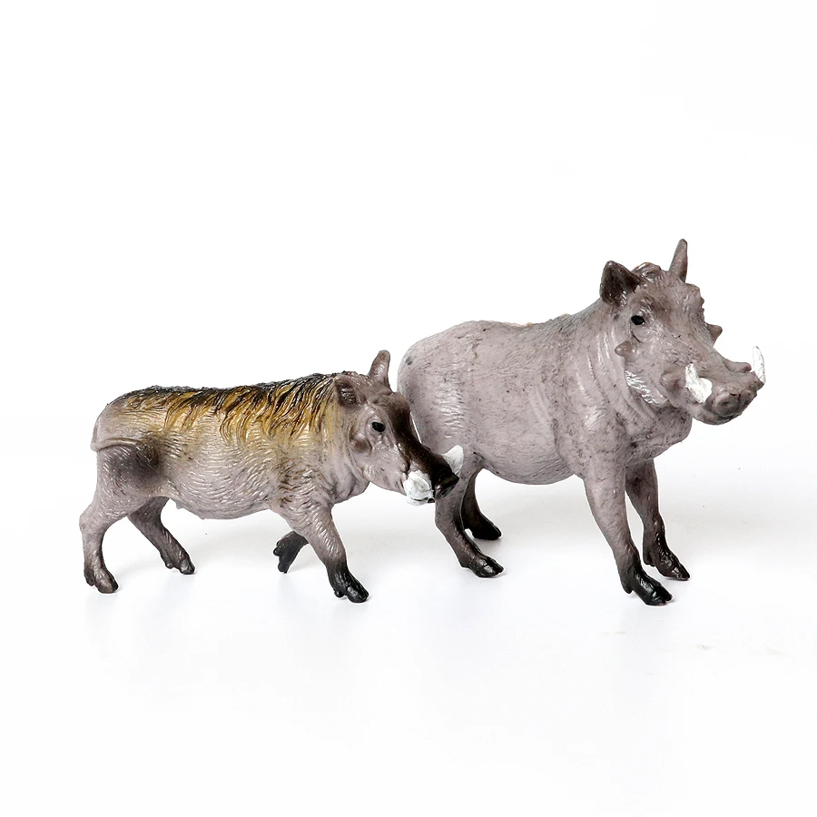 Realistic Plastic Jungle Forest Animals Wild Boar Figures Wildlife Warthog Figurines  Model Educational Toy Set for Kids