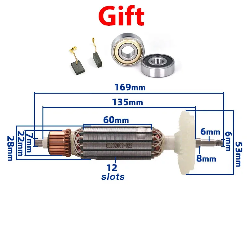 

AC220-240 Rotor Armature Anchor Stator Coil Replacement for Bosch GWS7-100 7-100T/ET GWS7-125/125T/ET Angle Grinder Accessories