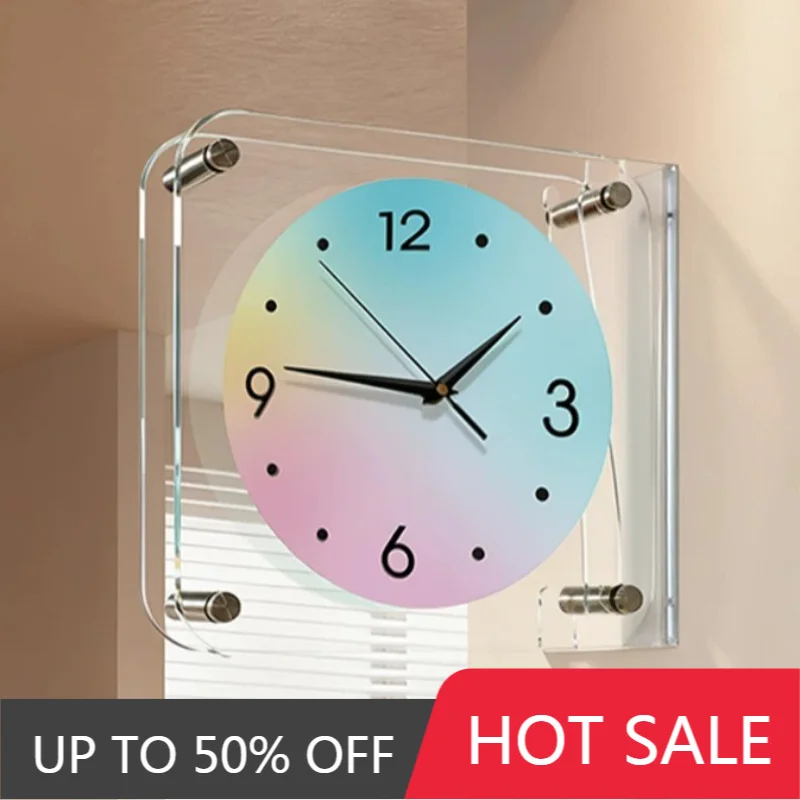 Aesthetic Double-sided Wall Clock Elegant Modern Home Corner Wall Clock Noiseless Art Decoration Clocks Living Room Ornaments