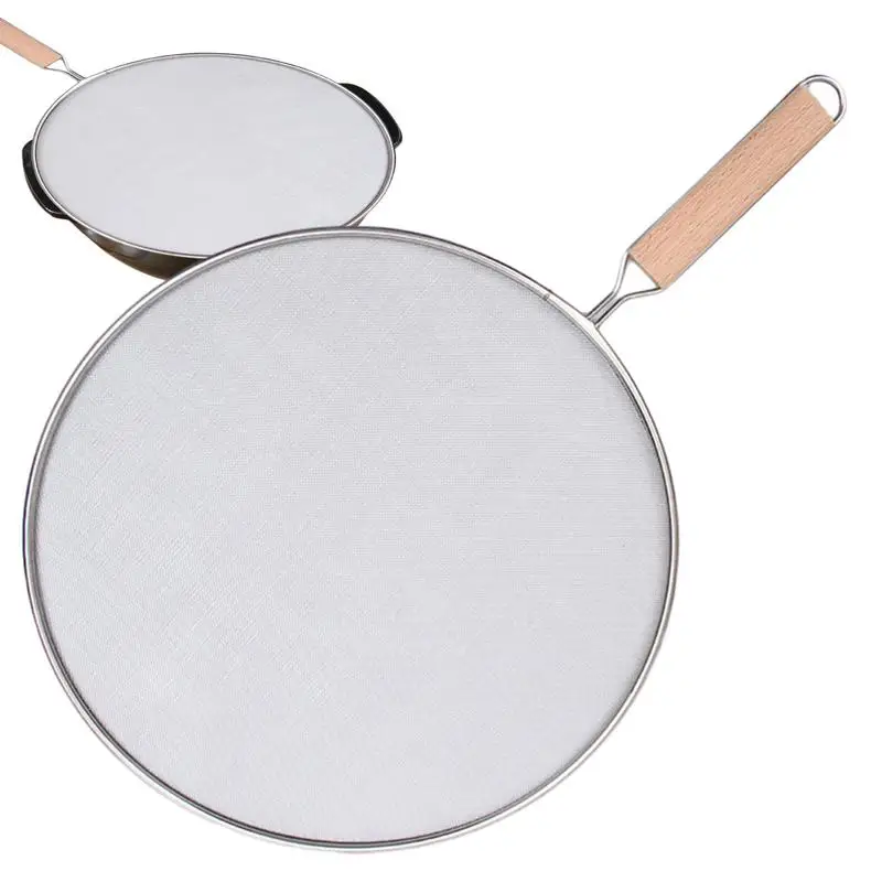 21cm/25cm/29cm/33cm Oil Splatter Screen Stainless Steel Splatter Screen Mesh Pot Cover Oil Frying Pan Lid With Handle Cook Tools