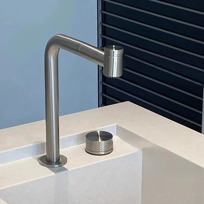 

Шкаф для ванной комнаты, выдвижной смеситель для раковины с двумя отверстиями, вращающийся для горячей и холодной воды, брызгозащищенный, пузырьковый, выход воды