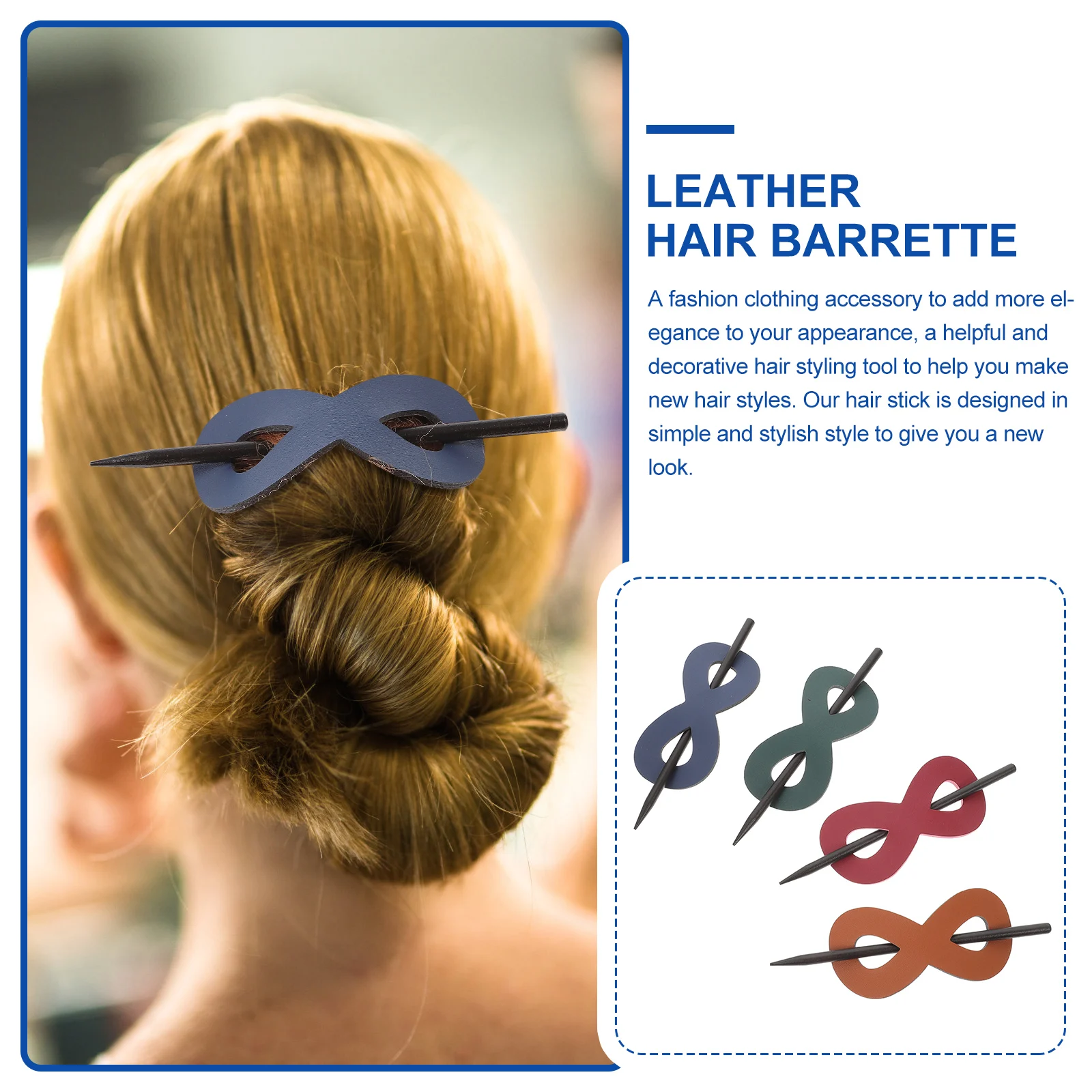 

4 Pcs Hair Stick PU Barrettes Wood Bun Updo Accessories Stylish Wedding Party Hair Tools Braiding Elegant Hairpins