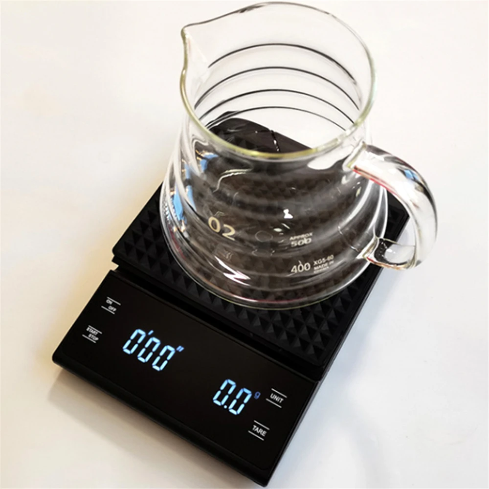 USB Charge Coffee Scale Digital Electronic Scale Smart Kitchen Scale Precision Food Scale Waterproof Scale with Timer 3KG/0.1g