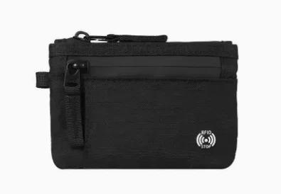 RFID Blocking Mini Travel Wallet Anti‑Scan Card Pouch with Keychain, Portable Coin Purse for Travel Daily Use Slim Light