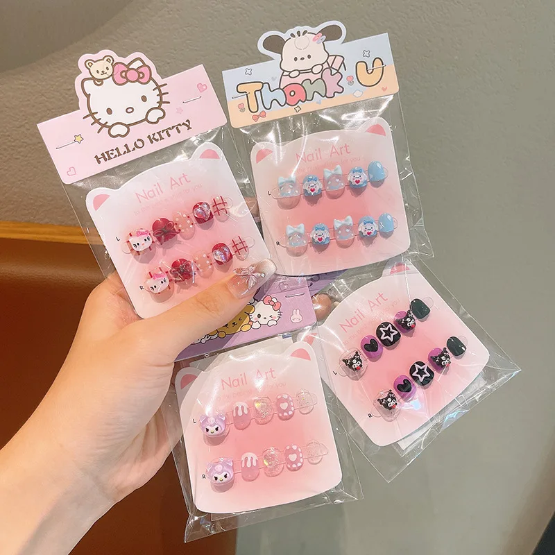 

10PCS Cute Melody Kuromi Kitty Nail Patch Handmade Press On Nails Colorful False Nails Wearable False Nail Tips Decor