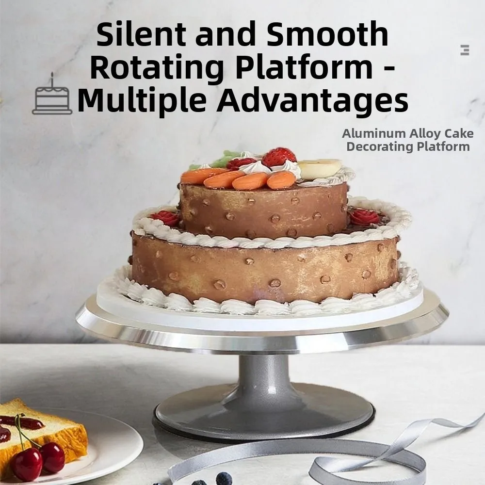 

Поворотный стол для торта из алюминиевого сплава, 10 дюймов, гладкое вращение, держатель для украшения торта, нескользящая сверхмощная вращающаяся подставка для десерта