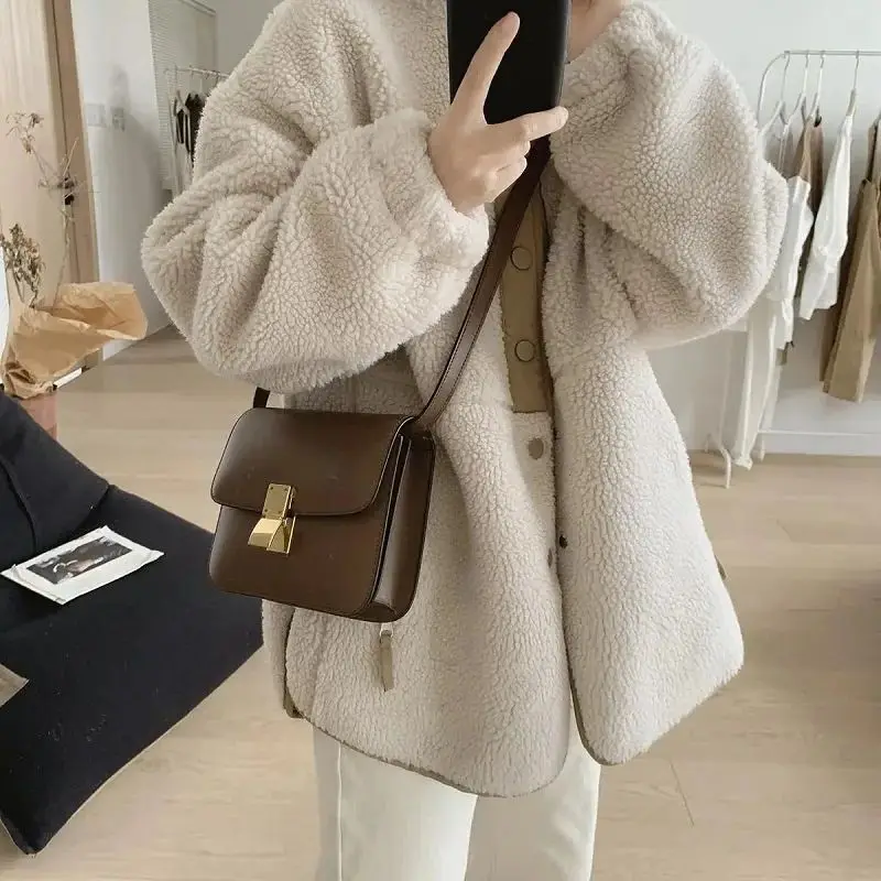 Y2k Korean Version Winter Clothes Women Jackets Lambwool Coat Fashion Casual Loose Oversize Thick Parkas Long Sleeve Tide Coats