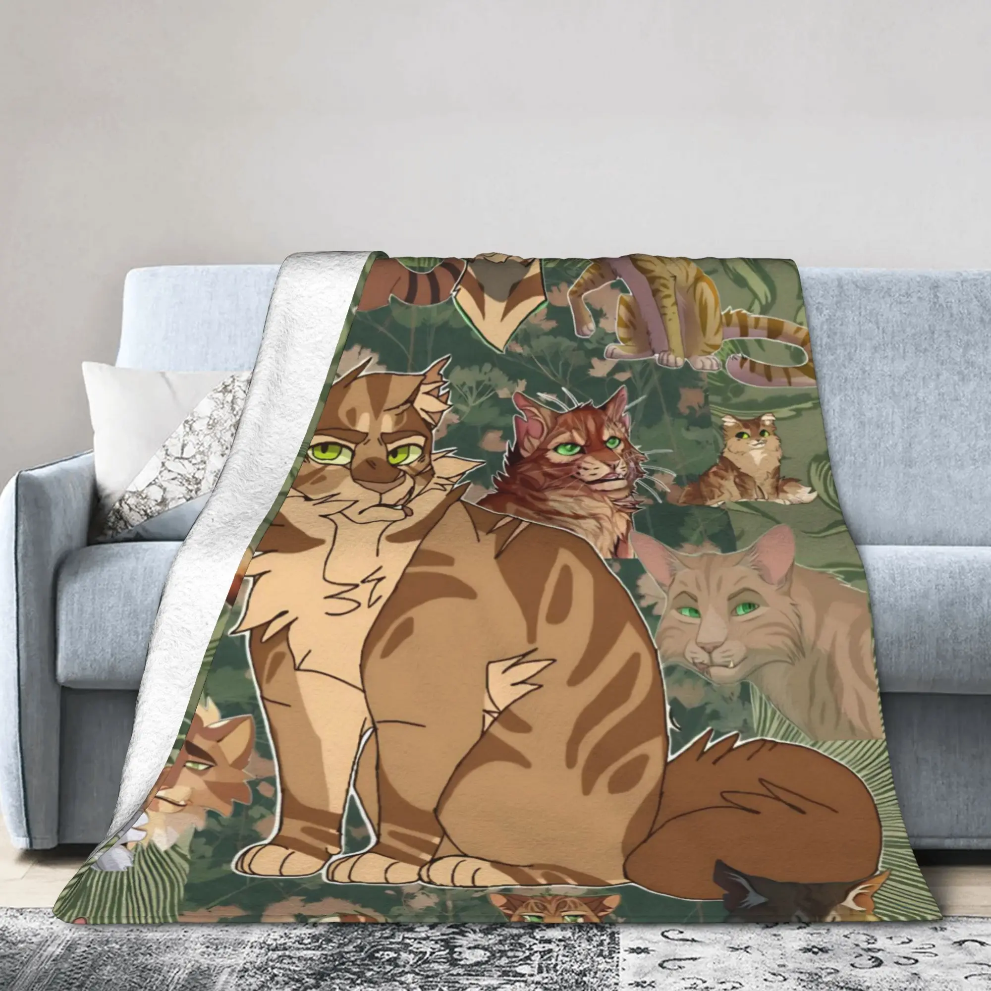 Warriors Tigerstar Book Cats Knitted Blanket Fireheart Cartoon Wool Bedding Throw Blankets Rug Piece Print Decoration Breathable