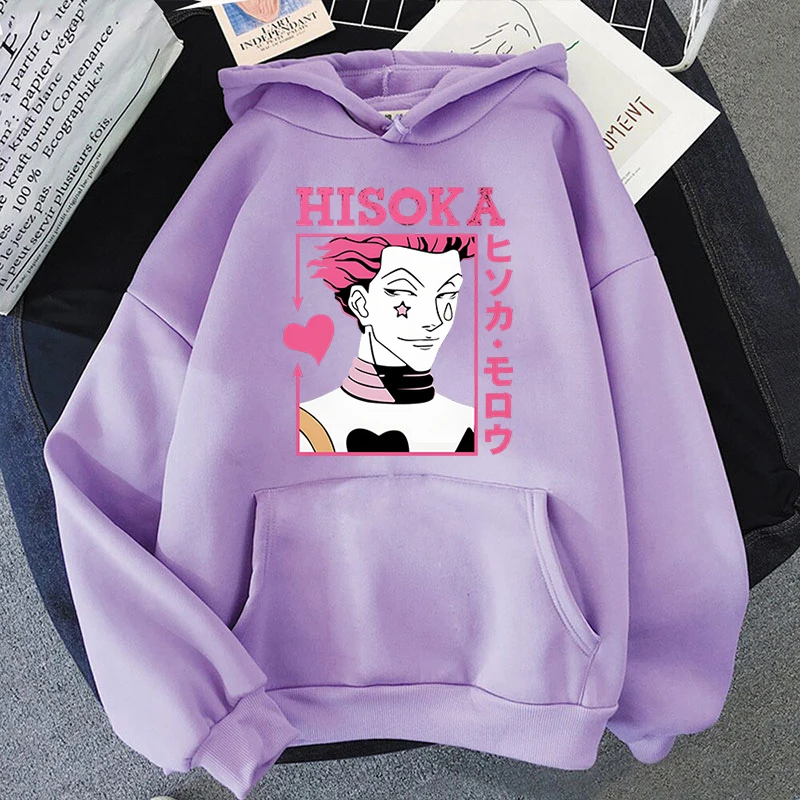 Homens e mulheres com capuz Hisoka estampado, pulôver casual, moletom personalizado, anime engraçado, plus size, novo