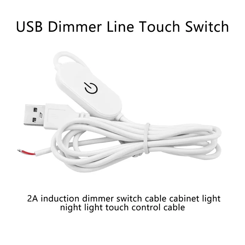 1/2/5pcs Black Or White Usb Revolving 2-core Bare Wire With Touch Dimming 1.5m Adjustable Switch Cable 5V 1.3A Touch Cable A4