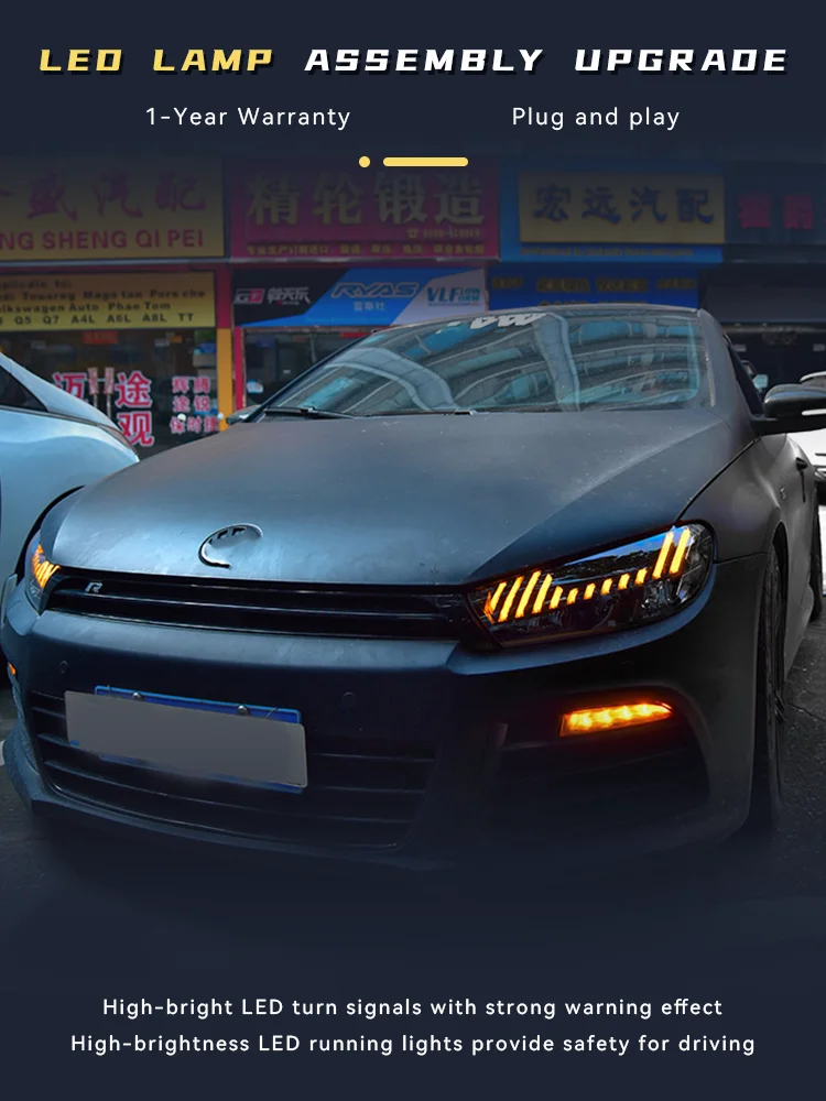 

Car Styling For VW Volkswagen 2009-2015 Scirocco Front Lamp DRL Headlight Turn Signal Full LED Projector Lens Auto Accessories