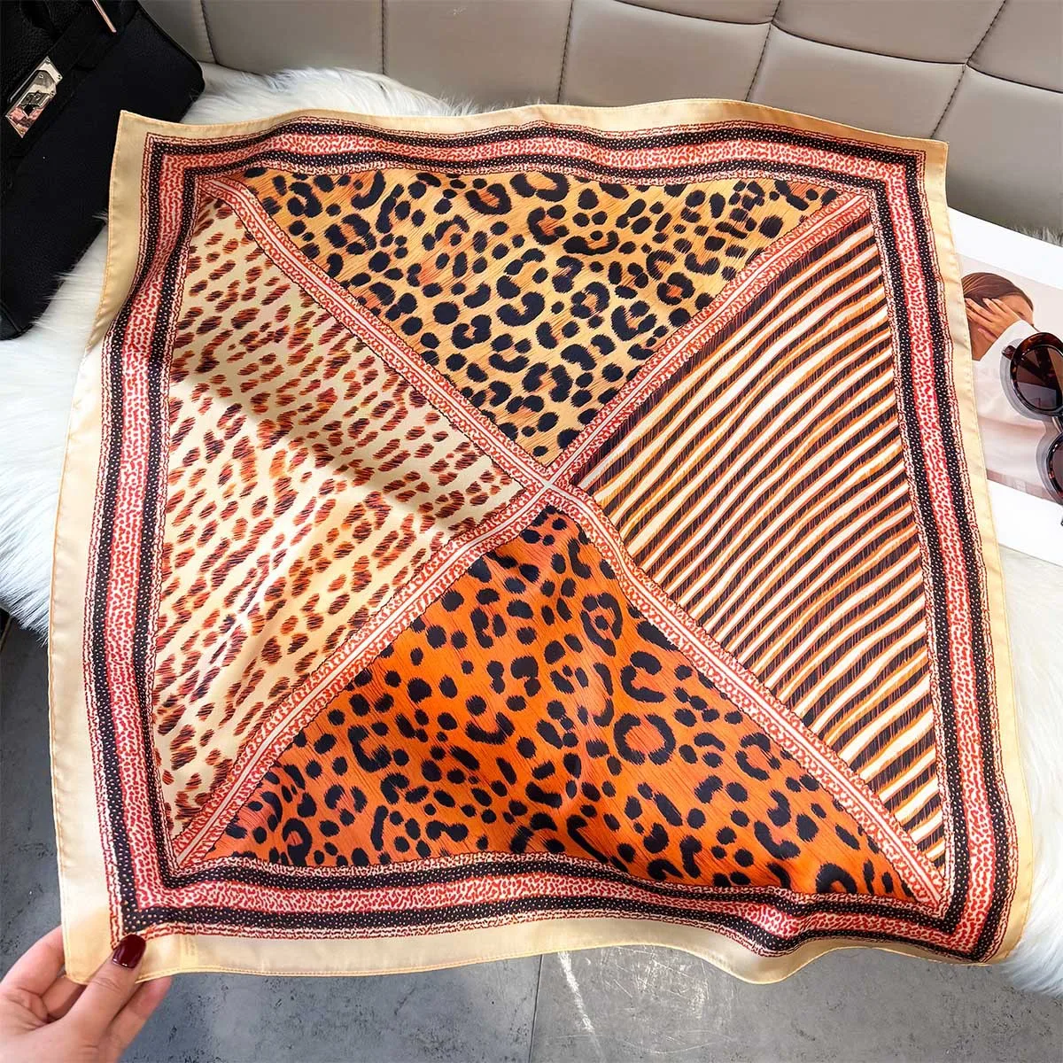 Écharpe en soie imprimé léopar - Women'S Fashion Poncho avis et prix