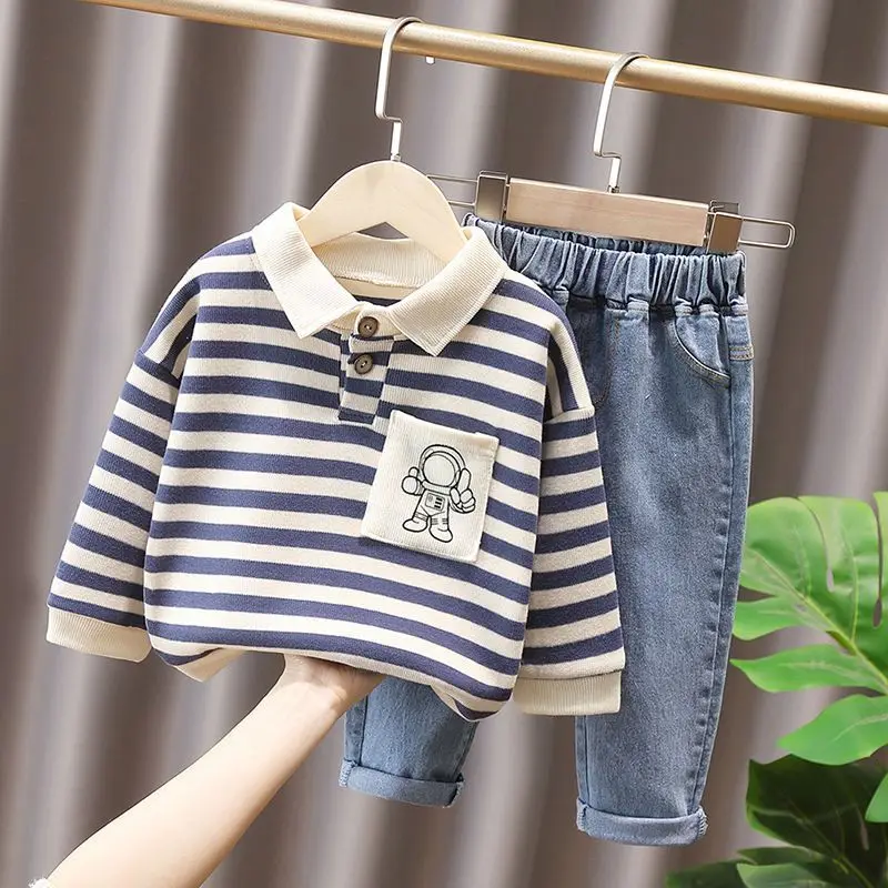 New Spring Autumn Baby Boys Clothes Suit Children Fashion Sweater Jeans 2Pcs/Sets Toddler Casual Costume Infant Kids Tracksuits