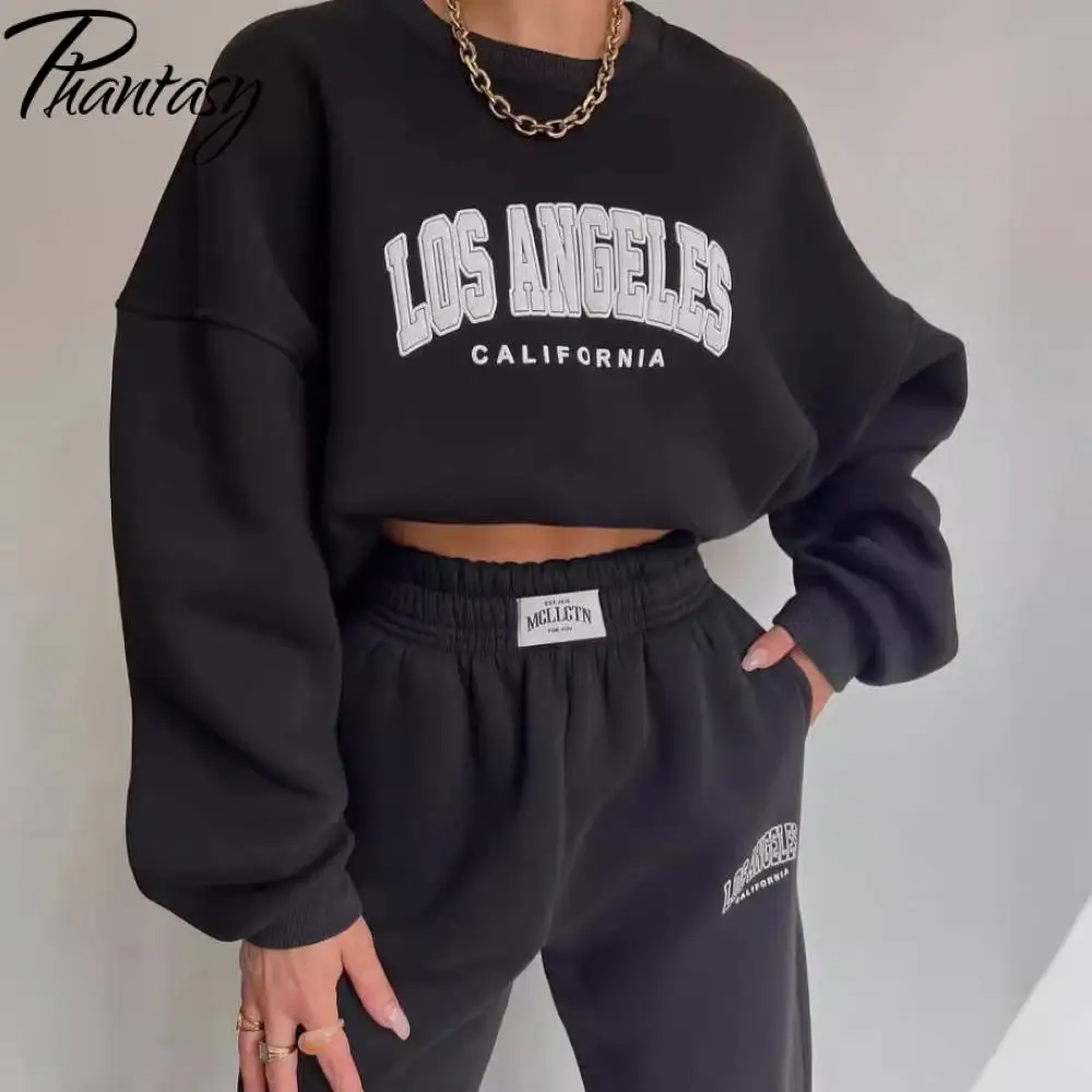 

Phantasy модный спортивный пуловер с капюшоном осень-зима утолщенные плюшевые спортивные штаны комплект спортивного отдыха комплект из 2 предметов женская одежда 2025