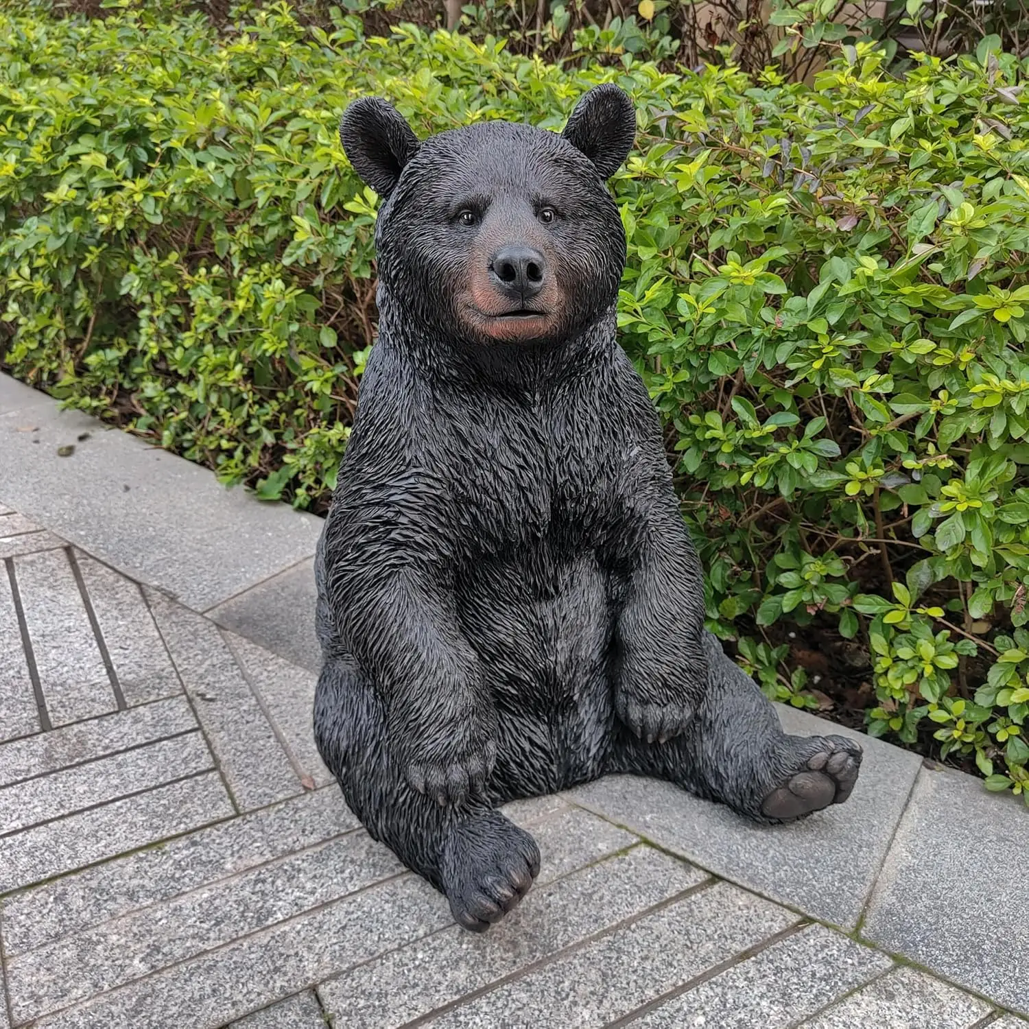 Onyx Guardian Polyresin Sitting Bear Figurine