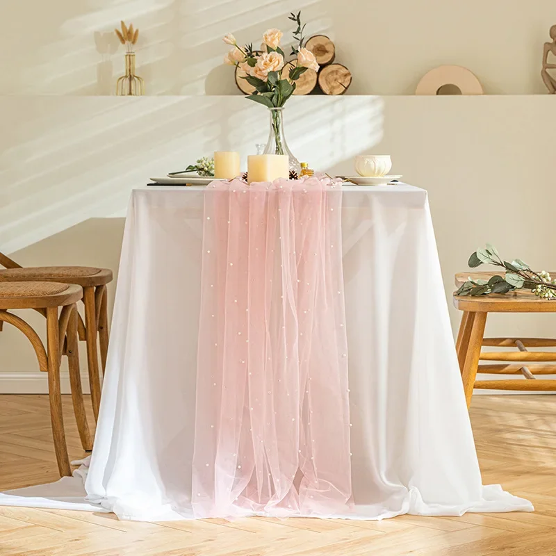 pink dresser runner Pink Floral Ruffle Table Runner