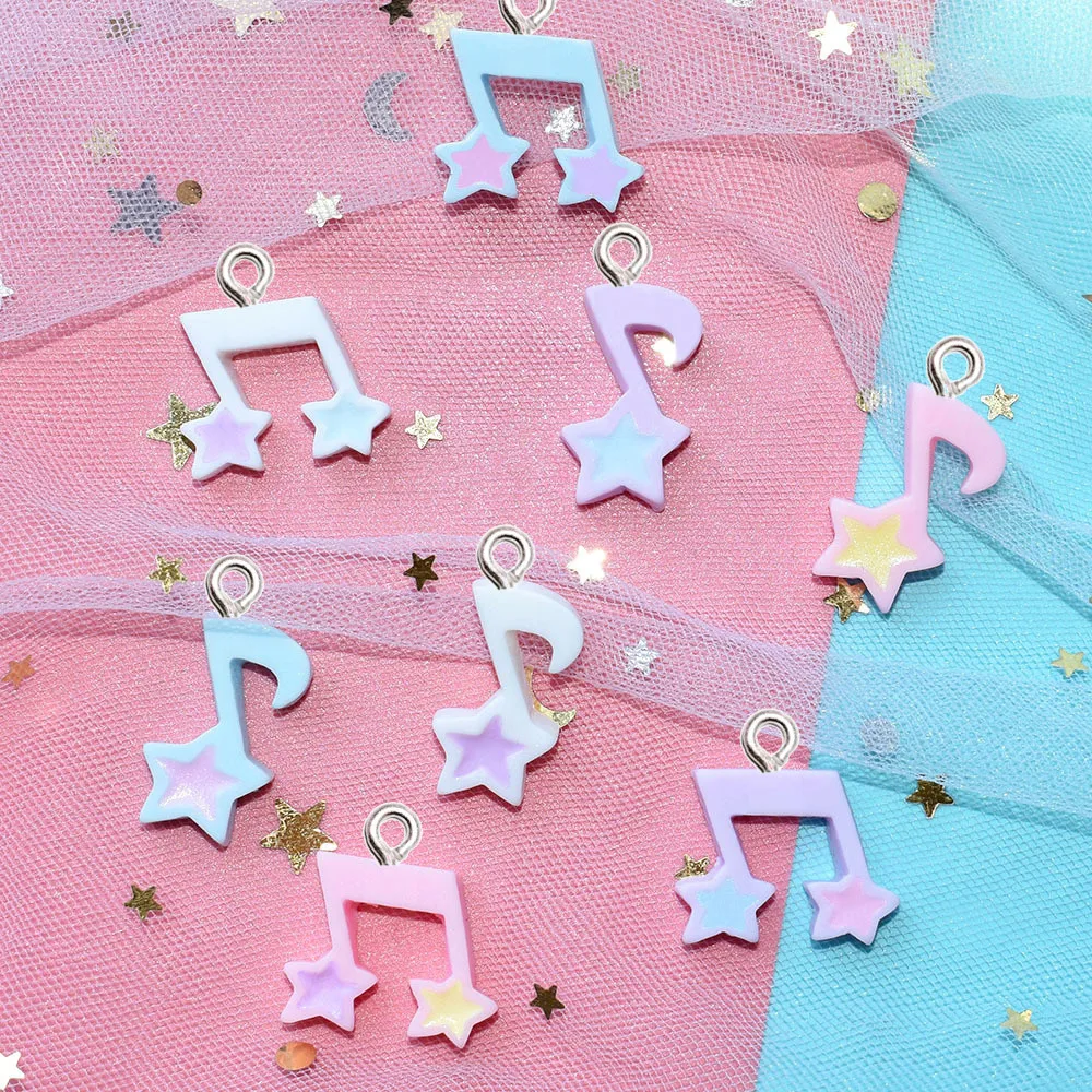 10Pcs Kawaii Star Musical Note Resin Charms DIY Handmade Earring Necklaces Jewelry Making Accessory Garment Bag Keychain Pendant
