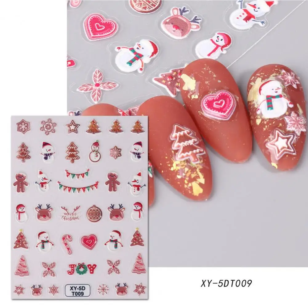 Exquisite Christmas Nail Art Decals Christmas Nail Stickers 5d Relief Snowman Snowflake Designs Gift for Home Party for Female