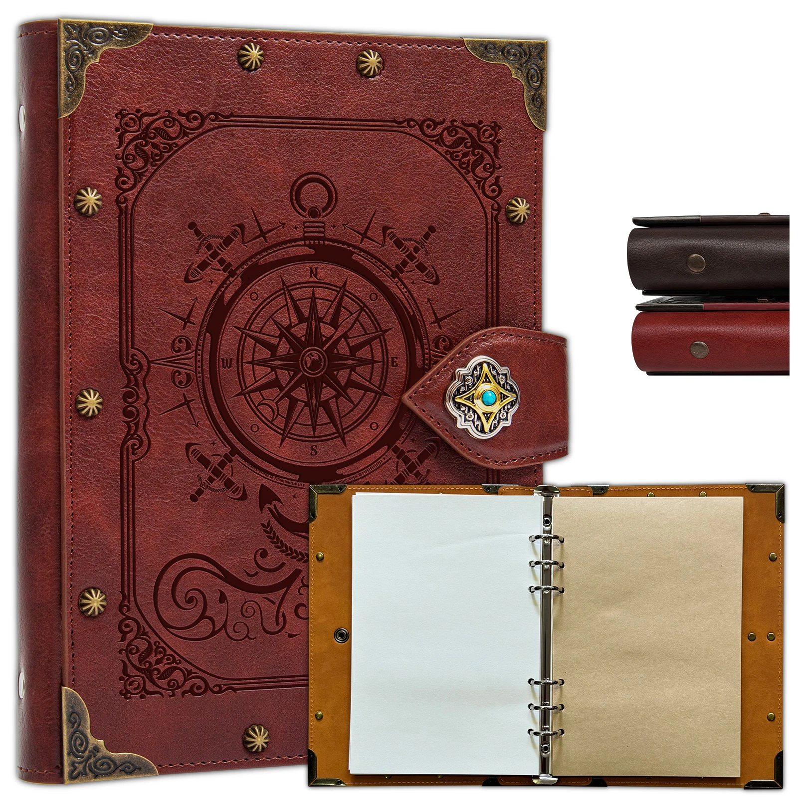 

Compass Journal for Women Men,A5 Hardcover Leather Journals for Writing,College Ruled Notebooks for Note Taking,Diary Notepad