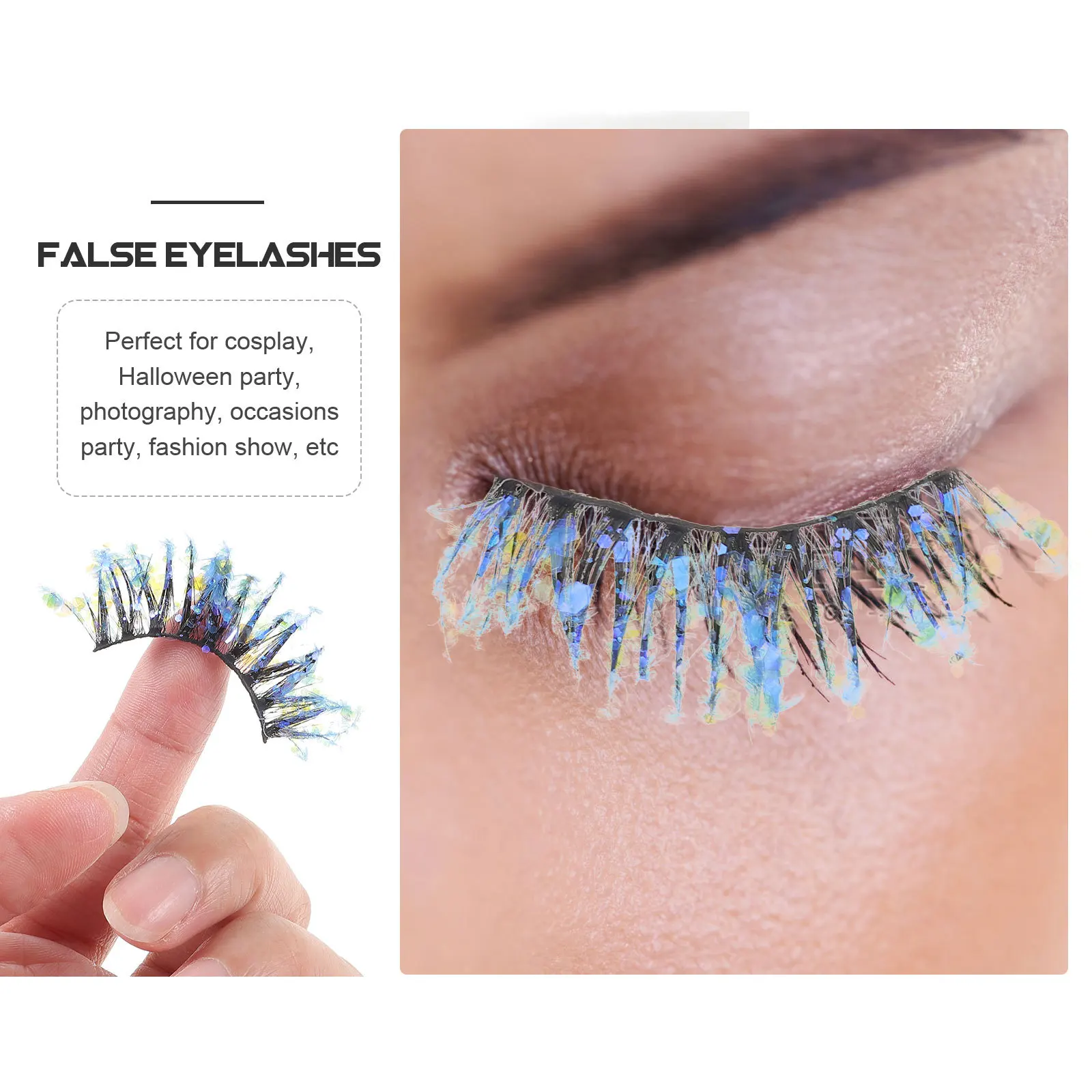 

Colored Eyelashes Eyelashes Sequin Glitter Extensions Colorful Makeup Accessory For Party Cosplay