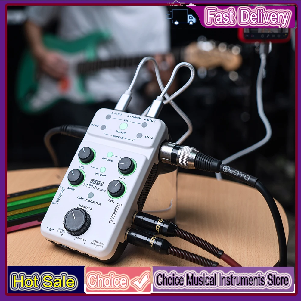 

JOYO MOMIX PRO Profession Sound Card Guitar Microphone Keyboard Recording Live Streaming Audio-to-video Sync Stereo Audio Mixer