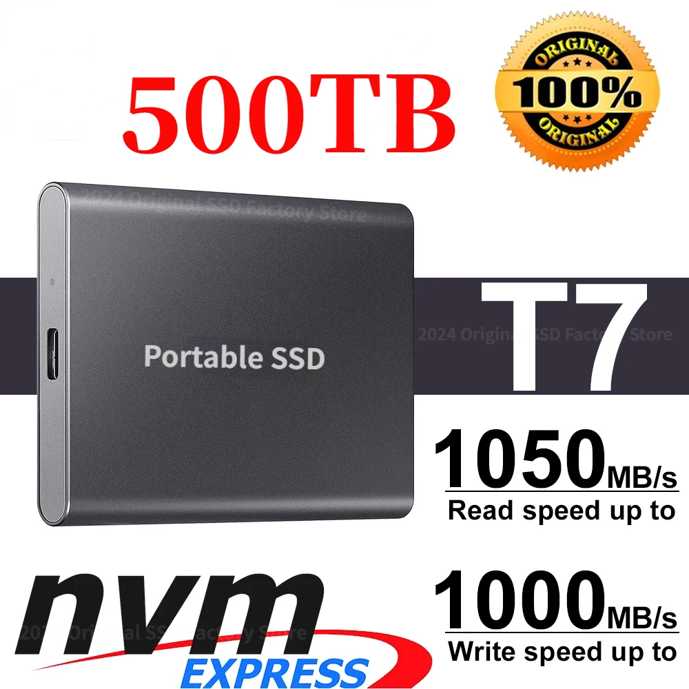 

128TB T7 Portable SSD 500GB 1TB 2TB External Disk Hard Drive Solid State Disk USB3.2 Gen 2 Compatible SSD For Laptop Desktop PS5