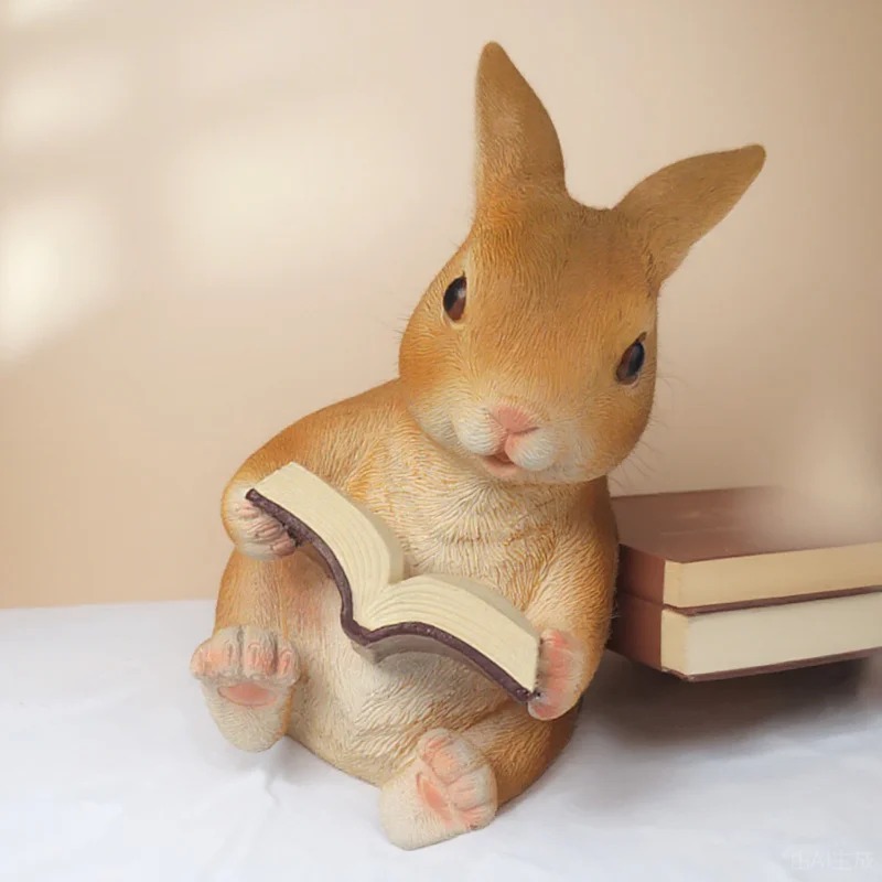 1pc Resin Rabbit Bunny Decor For Garden Home Landscape Ornament Office Patio Balcony Indoor Outdoor Landscape Ornament Statues