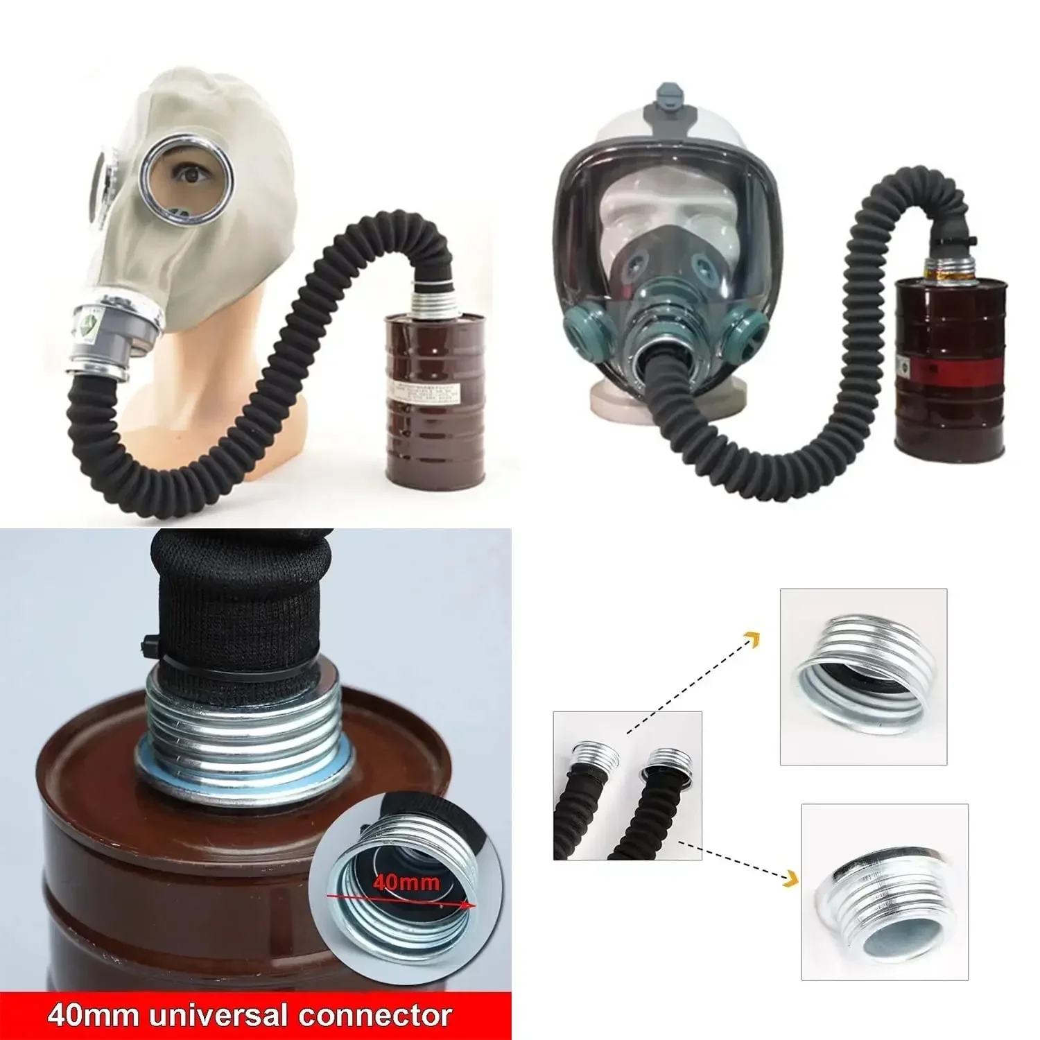 0.5M/1M/5M General RD40 R40 Interface 40mm Connection Air Flow Pipe Tube for Gas Mask Respirator Equipment System Rubber