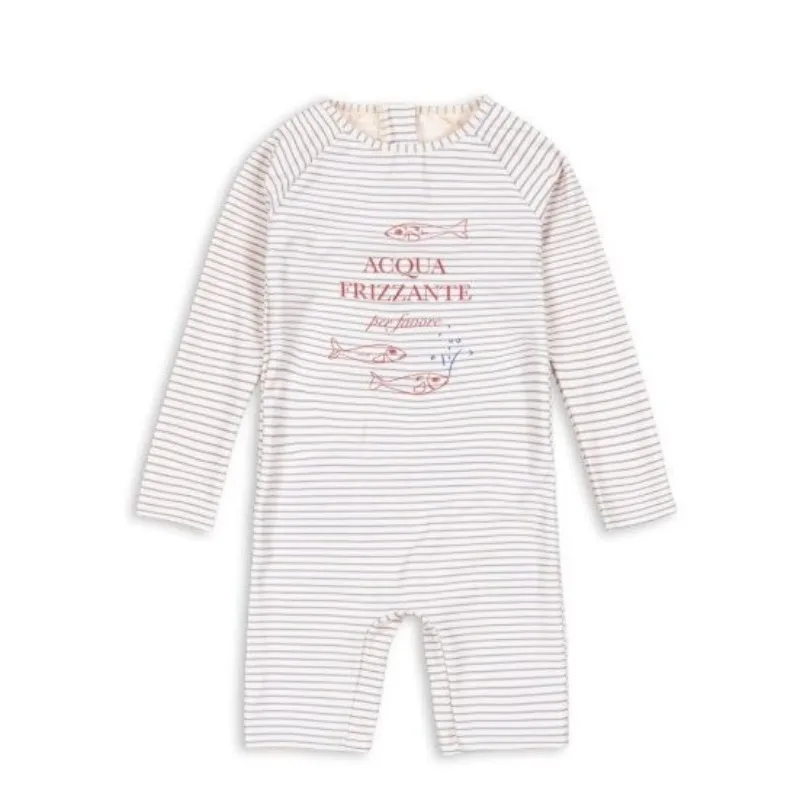 Kids Swimwears Boy Fish Striped One-Piece Swimsuit Quick Dry UV Protection Toddler Boys Bathing Suit for Beach Pool 1-9 Years