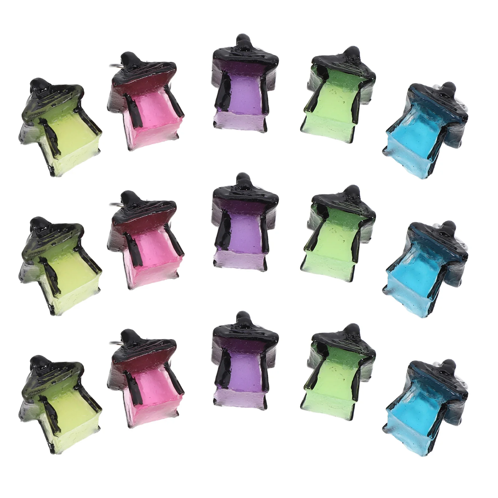 

15Pcs Glow Resin Lamps Miniature Fairy Garden Lighting Accessories Luminous Night Pathway Lights Craft Resin Street Lamps