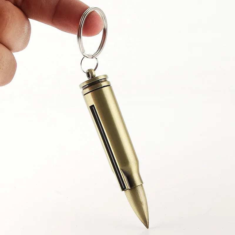 

2025 Metal Bronze Pointed Bullet Open Flame Small Lighter Portable Pendant Keychain Men's Smoking Accessories Cigarette Lighter