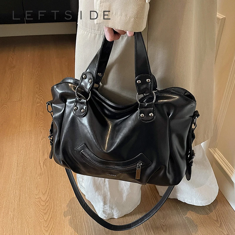 

Левая сторона, женская большая сумка через плечо из искусственной кожи, зима 2024, ретро сумка через плечо, роскошные дизайнерские трендовые женские сумки и кошельки