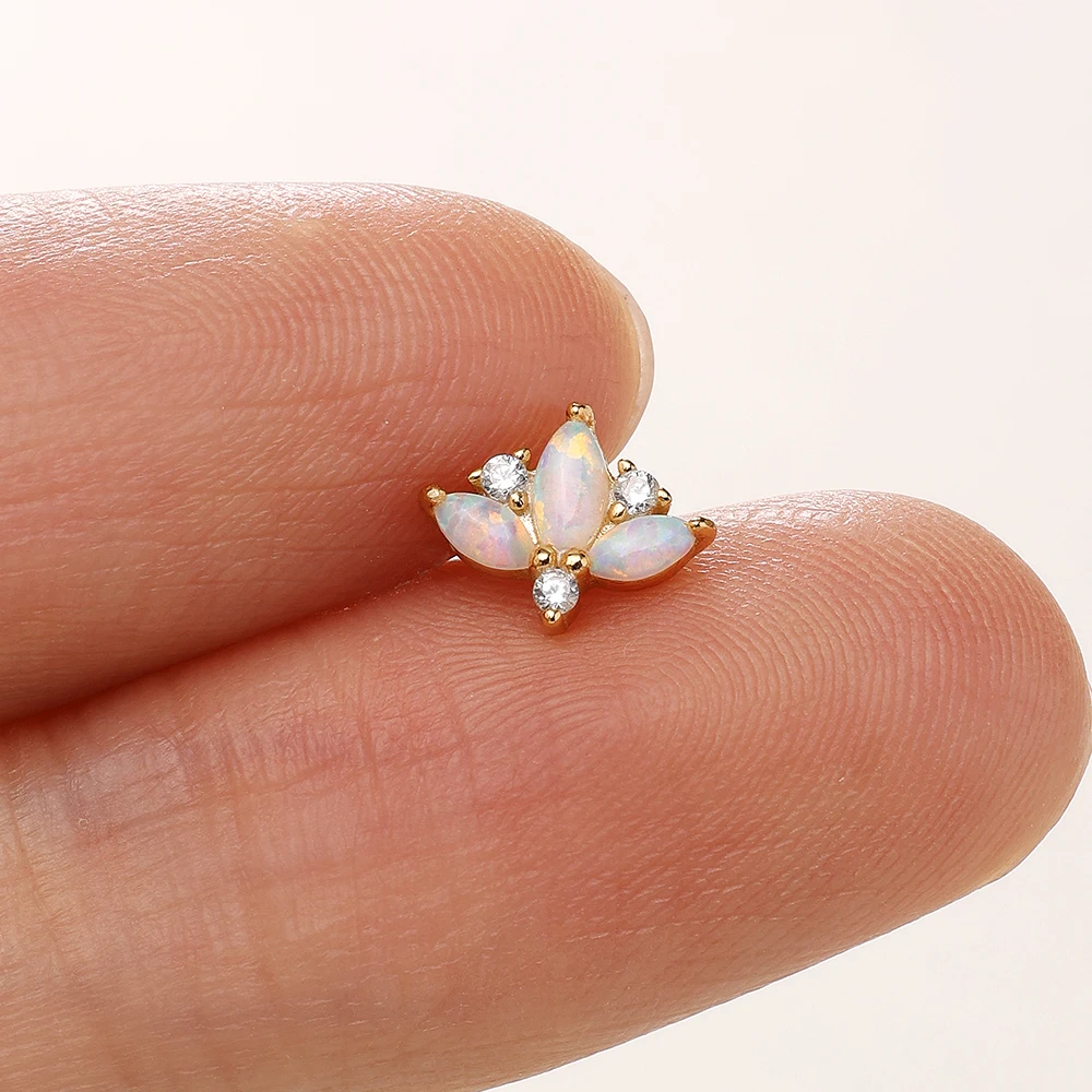 CANNER 1 قطعة 925 فضة الحصان العين تاج أوبال ثقب القرط للنساء ثمانية وأشار ستار الغضروف الأذن ترصيع مجوهرات #4