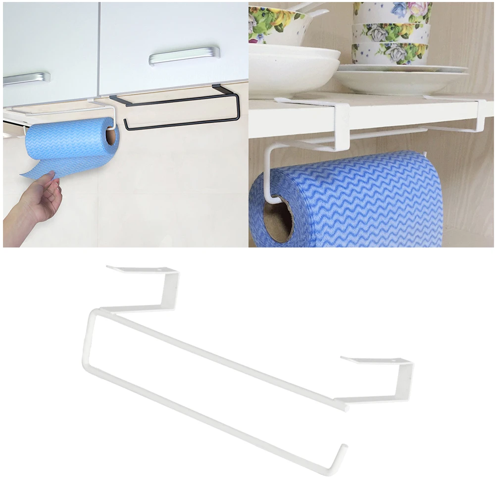 

Wall Mounted Tissue Holder Iron Wire U-shaped Hook Strong Load-bearing Kitchen Wardrobe Storage Under Cabinet Shelf