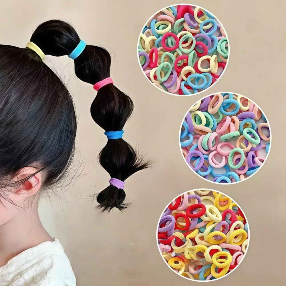 

100PCS Women Girls Colorful Nylon Elastic Hair Bands Ponytail Hold Small Hair Tie Rubber Bands Scrunchie Hair Accessories