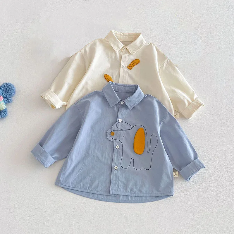 MILANCEL New Spring Kids Shirts 9M-5T Cartoon Cat Girls Blouse Korean Version Thin Loose Children Clothes 3D Fish Boys Tops