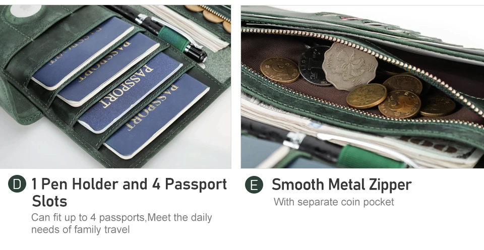 Familien-Passporttasche aus echtem Leder mit Anti-Verlust-Airtag-Etui, Reisepasshülle für Karten, Stifthalter, Reisepass, Reise-Clutch – Detail 15