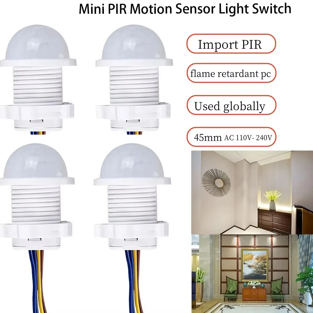 PIR Sensor Smart Detection Switch Motion Sensor Light Switch 85-265V For Ceiling Bulbs Corridors Bathrooms Basement Stair Light