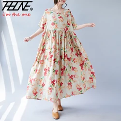 Vestidos Femenino Oversize Summer Women Dress Plus Size Maxi Long Bohemian Para Mujer Elegant Boho Print Robe Vintage Dresses