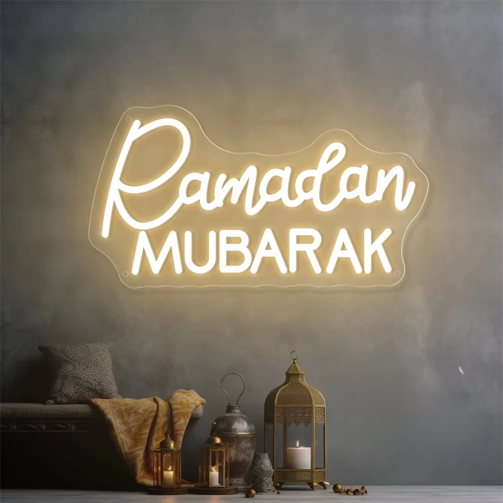 2025 Ramadan Neon Sign Eid Mubarak LED Neon Signs Ramadan Decorations Neon Lights for Party Room Wall Decoration Lights