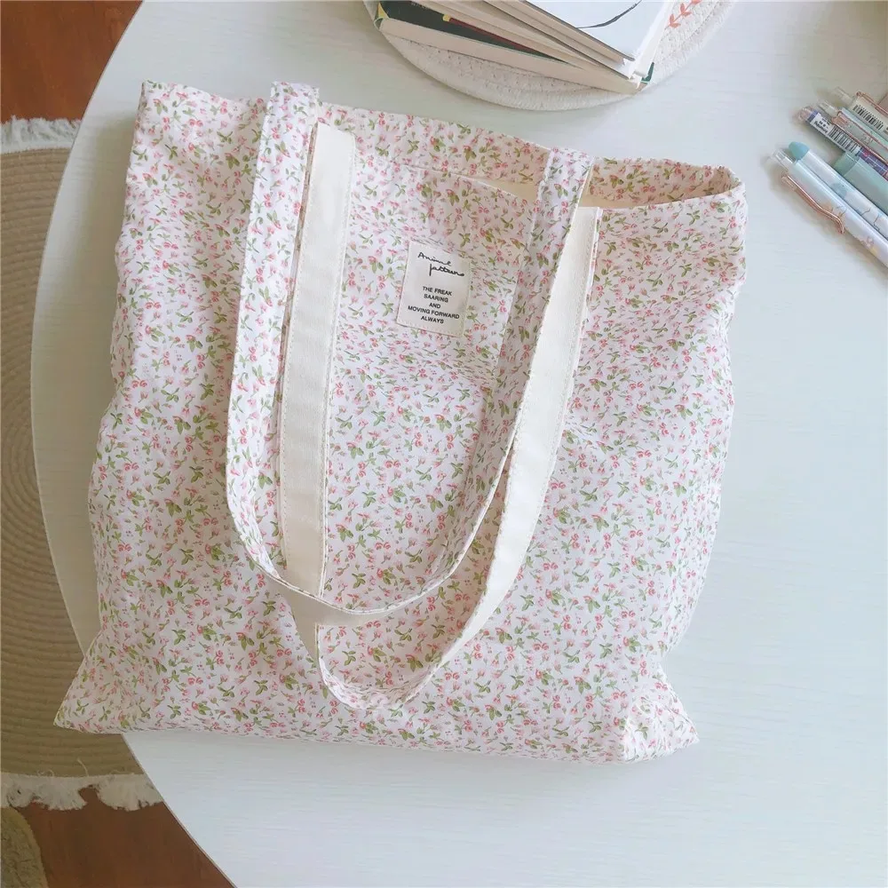 Cotton Women Shopping Bag For Groceries Canvas Large Reusable Foldable Shopper Shoulder Bags Female Students Books Tote Handbags