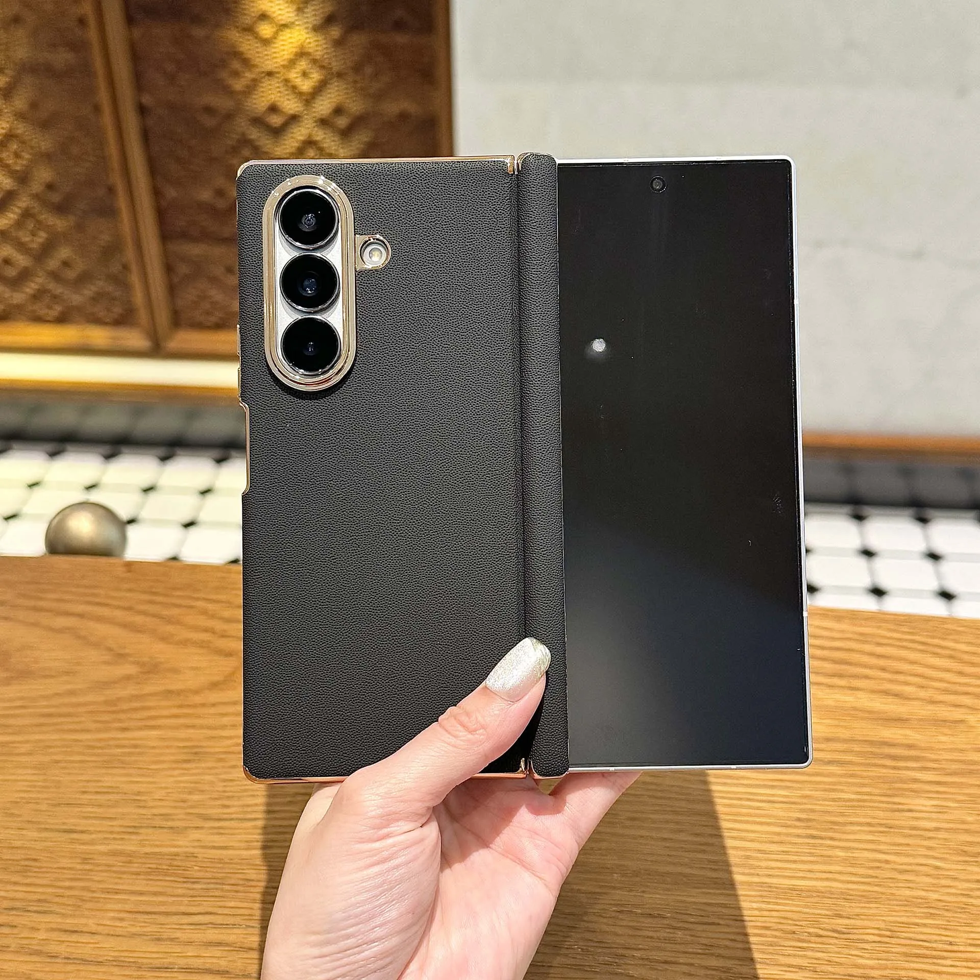 

Чехол для Samsung Galaxy Z Fold 7, роскошный чехол из искусственной кожи с магнитной беспроводной зарядкой, защитный чехол для Z Fold7, чехол