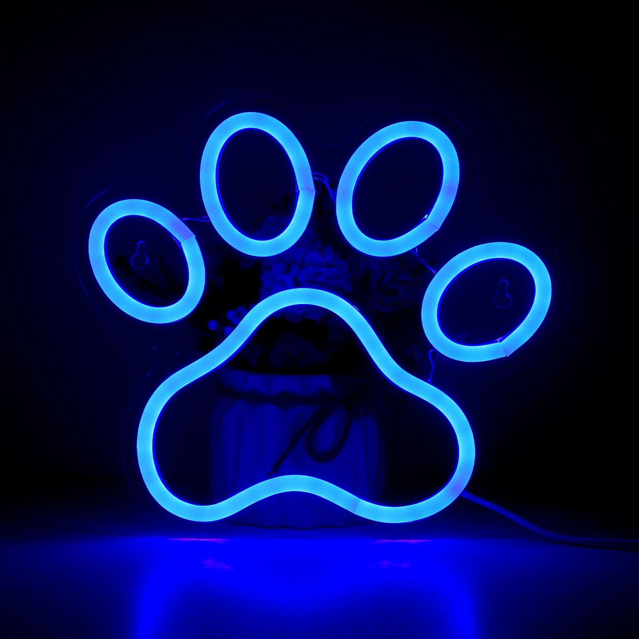 Chi-buy LED Neon Paw USB Powered Blue Neon Signs Night Light 3D Wall Art & Game Room Bedroom Living Room Decor Lamp Signs