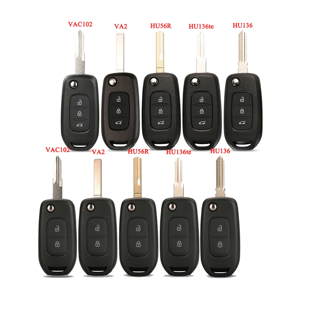 

jingyuqing Car Key Case For Renault Kadjar Captur Symbol Koleos Megane Logan Sandero Trafic Duster Remote Cover Shell 2/3BTN